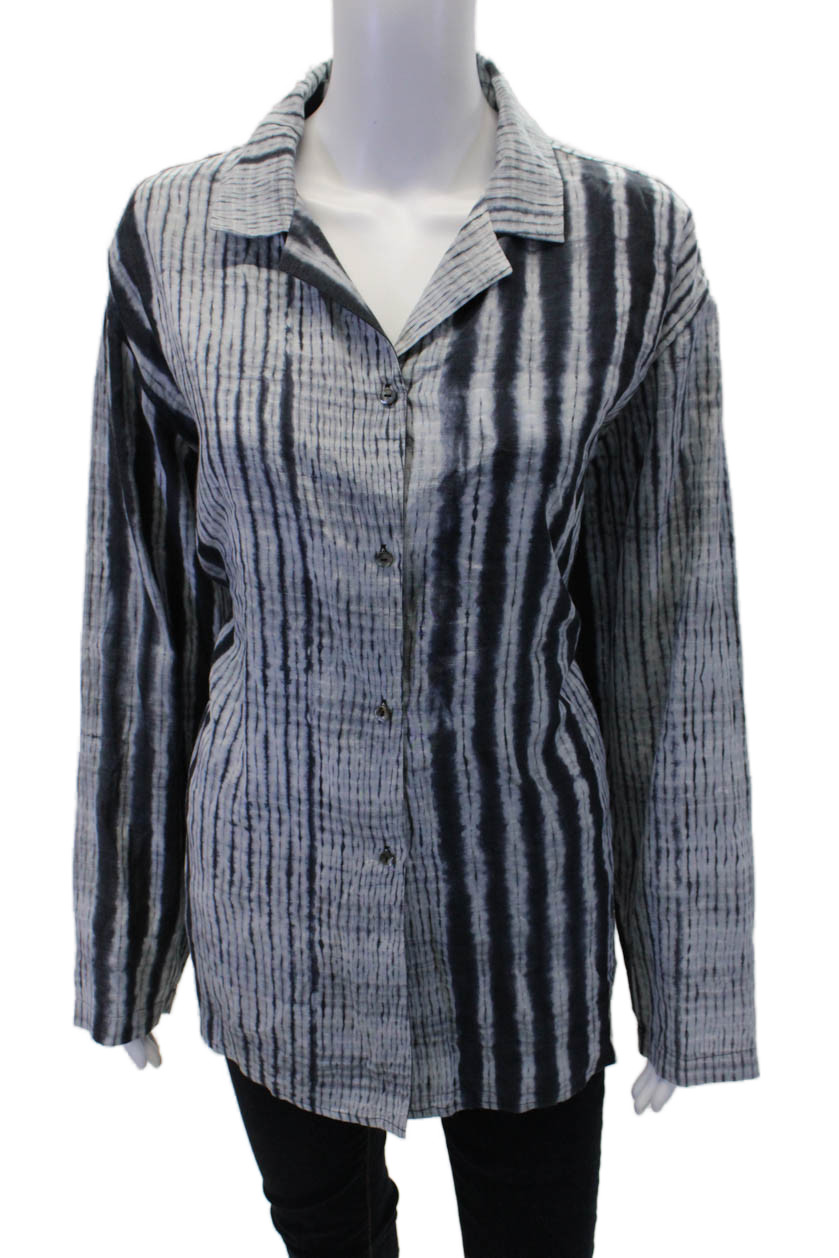 John Patrick Womens Button Front Collared Tie Dye… - image 1