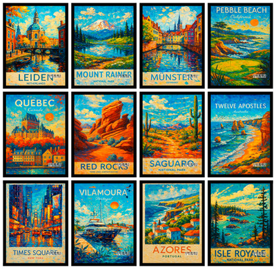 Stadt Wahrzeichen Reise Poster | Urban Skyline Prints | Modern Wall Art for Living