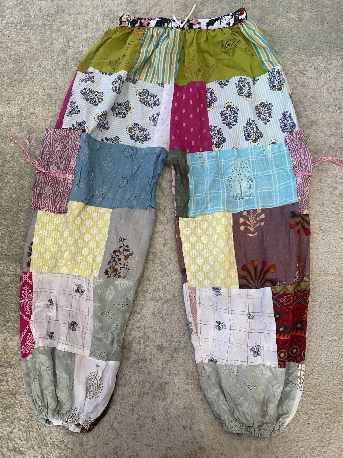 READ! Patchwork Size S Harem Pants Boho Hippie Ha… - image 1