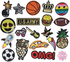 Random 20pcs Kid's Embroidered Patch Sew On/Iron On Patch Applique Clothes Dress