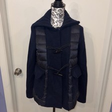 Authentic Moncler Navy Wool Padded Maglione Tricot Cardigan Down Jacket S