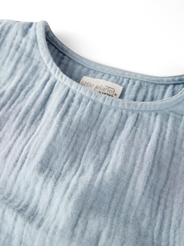 baby-girls Baby & Toddler Girls' Organic Cotton Dress, Light Blue, 6 Months - Picture 2 of 3