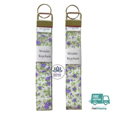 Handmade Wristlet Keychain Fabric Key Holder Stylish Durable 5.9x1 In floral
