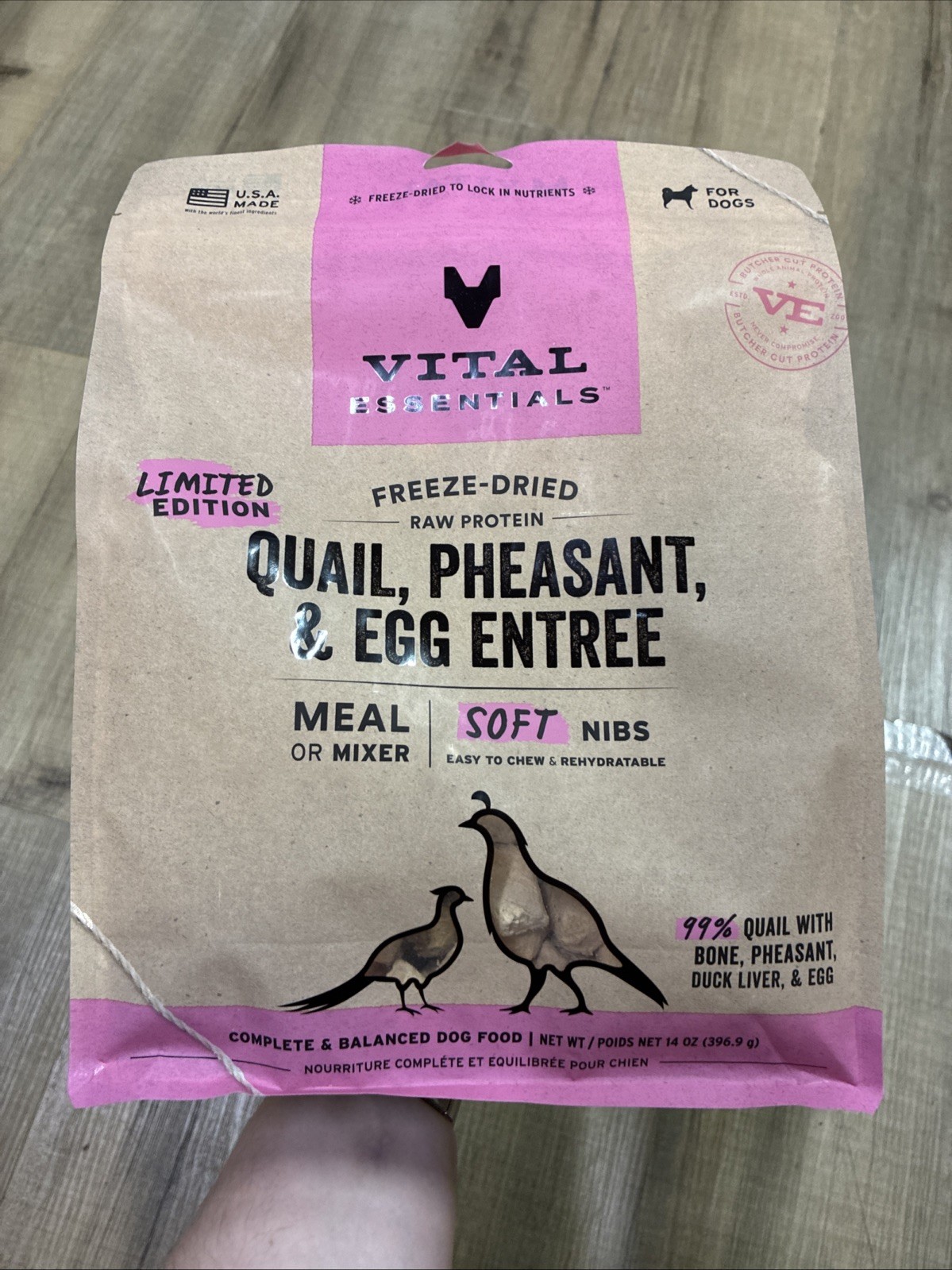 Vital Essentials Limited Edition Quail, Pheasant, & Egg Entree For Dogs 14oz