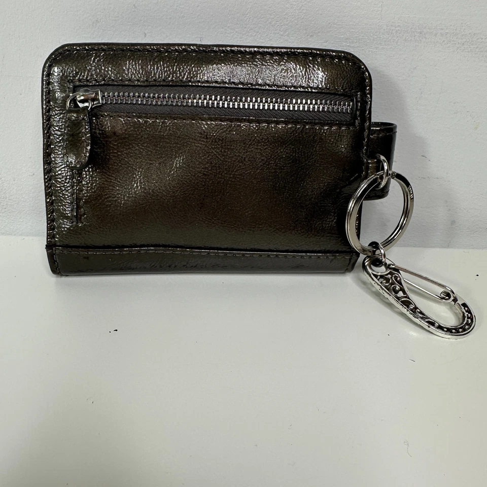 BRIGHTON Metallic Peltre Charol Teléfono Billetera Estuche para Tarjetas Hebilla 5x4" Foto 4 de 4