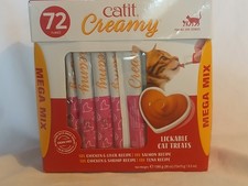 Catit Creamy Lickable Cat Kitten Treats 72-count, Chicken, Salmon, Tuna, Shrimp