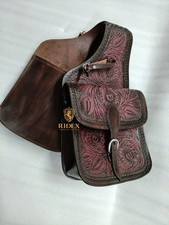 Leather Western Full Floral Tooled  Attractive Look Saddle Bag For Horse .