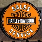 VINTAGE HARLEY DAVIDSON MOTORCYCLES PORCELAIN SALES SERVICE SIGN