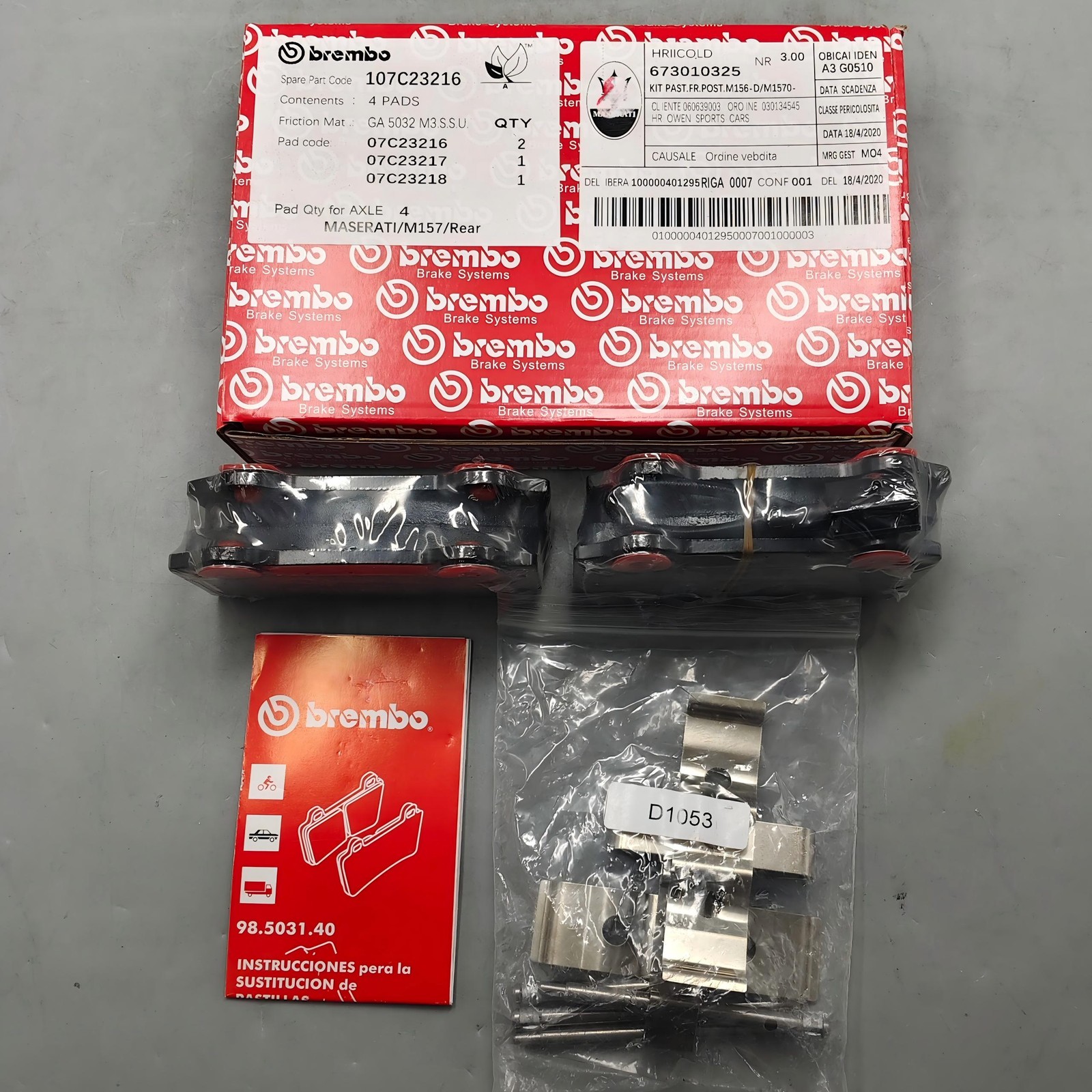 NEW For MASERATI 2014-2016 Ghibli M156 M157 Brembo Rear Brake Pads Kit 673010325