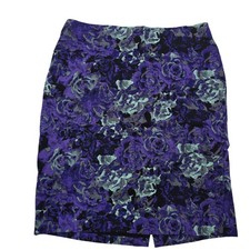 Talbots Skirt 8P Purple Rose Floral Knit Pencil Lined Office Career Quiet Luxury