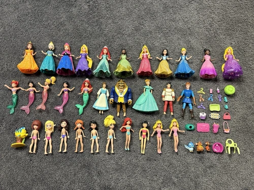Disney Princess Polly Pocket Magic Clip Dolls Anna Elsa Ariel Cinderella Lot