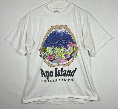 VTG Apo Island Philippines Graphic Tee Size L Large Shark Island Shirt