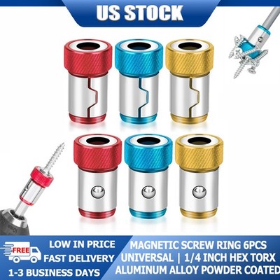 6PCS 1/4'' Inner Diameter Magnetic Screw Ring For Power Screwdriver Bits