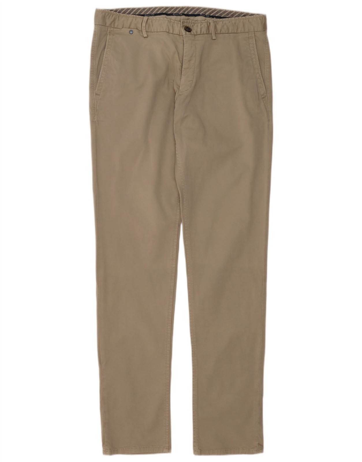 Massimo Dutti Mens Slim Fit Chino Trousers EU 42 Large W32 L34 Beige VT18