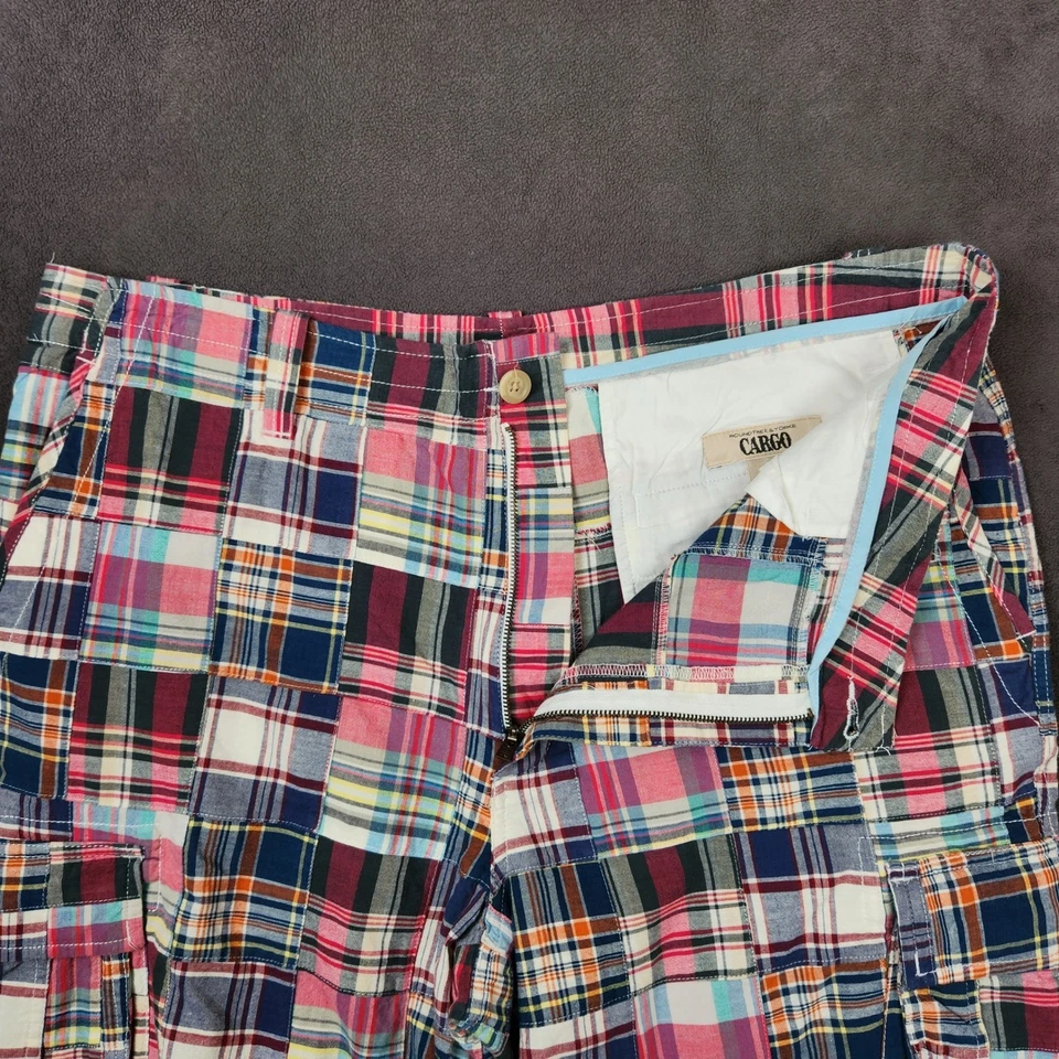 Pantalones Cortos de Carga Roundtree & Yorke Para Hombres 40 Rojo Madrás Retazos Algodón a Cuadros Informales Foto 3 de 4
