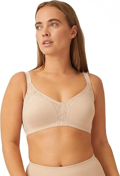 Sujetador Naturana 5390 Minimizador Copa Suave Soporte Lateral Sujetadores Sin Acolchado Lencería Beige Foto 4 de 4