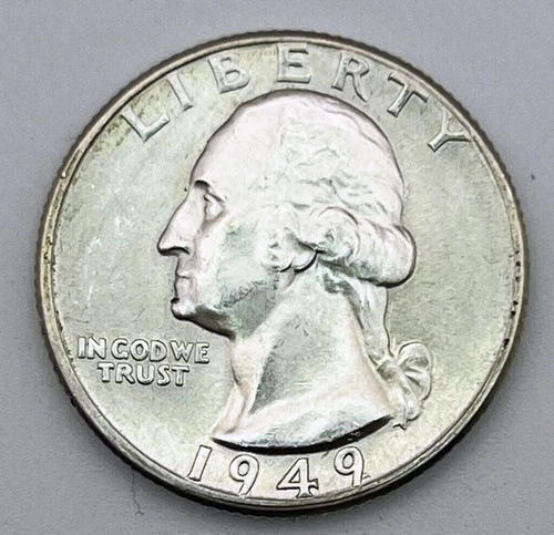 1949-D Washington Quarter 90% Silver AU Almost Uncirculated