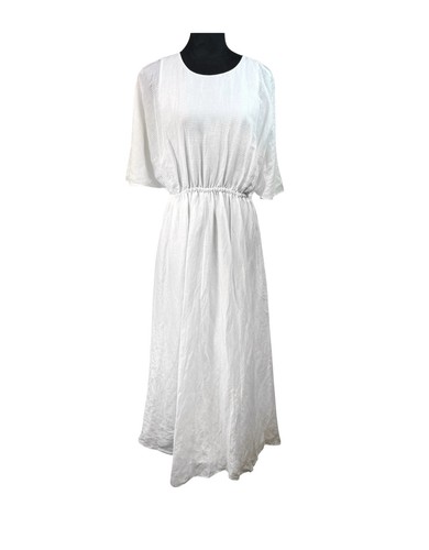 NWT Banana Republic Iced Vanilla Ivory Linen Silk Cut-Out Maxi Dress Size L - Picture 5 of 16
