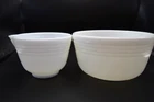 VTG Set of 2 PYREX White Hamilton Beach Rib-Band Milk Glass Mixing Nesting Bowls