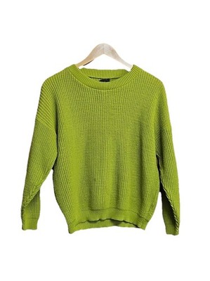 Vintage Chunky Knit Lime Green Cozy Core Sweater Women s M Made in USA 80-90s