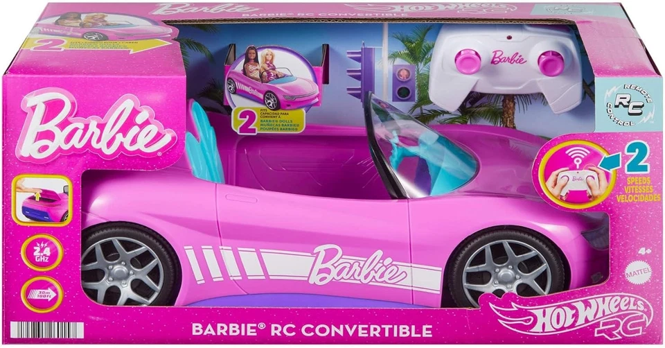 MATTEL GMBH Hot Wheels Barbie Spielzeugauto, ferngesteuertes pinkfarbenes Cabrio JBH05