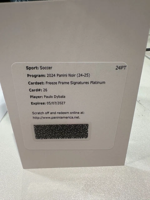 2024 Panini Noir Paulo Dybala Freeze Frame Signatures Platinum Auto 1/1