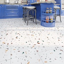 Livelynine 16pcs Self Adhesive Floor Tiles Terrazzo Effect Vinyl Flooring Stick