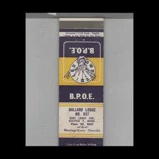 Matchbook Cover BPOE Elks Lodge No. 827 Seattle, WA