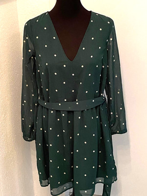 Kiabi Damen Kleid Größe S(34 -36) mit Gürtel,Farbe:Dunkelgrün,Material:Polyester