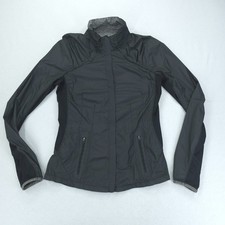 Lululemon Run Essential Jacket Womens 6 Black Mesh Thumbholes Zip Athleisure