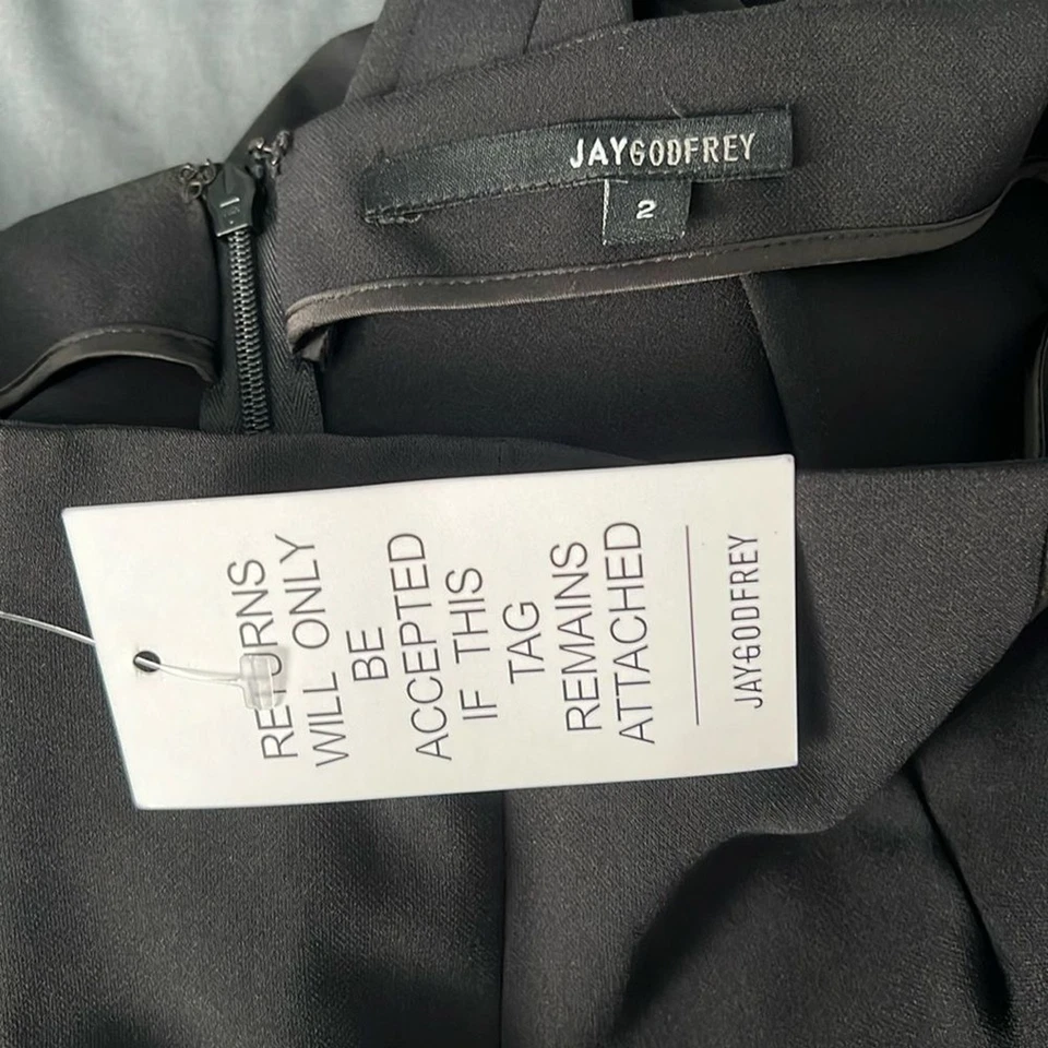 Jay Godfrey Black Wide Leg Tuxedo Pant Size 2 NWT - Image 2 of 4