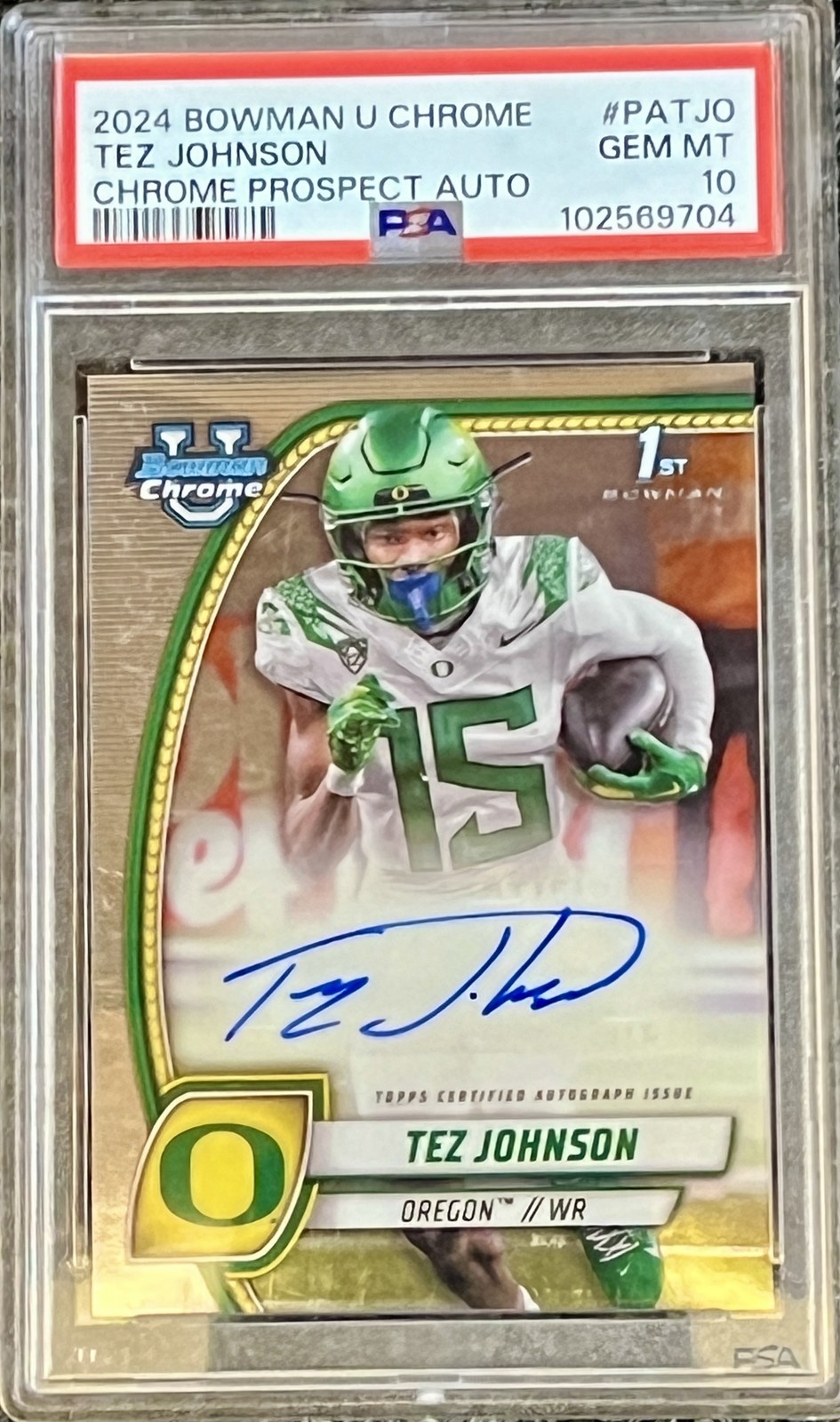 2024 Bowman University Chrome #PA-TJO Tez Johnson Prospect Auto PSA 10