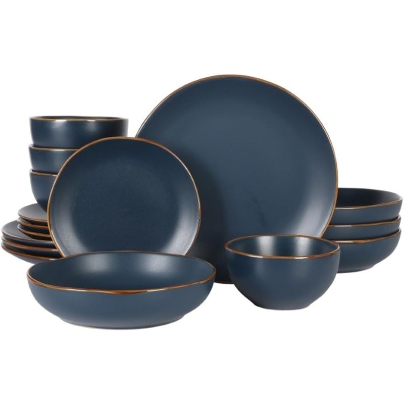 16 Piece Wear Resistant Matte Finish Plates Bowls New