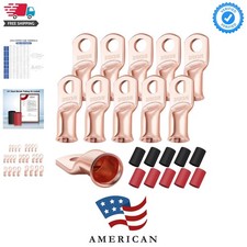 10PCS 2/0 AWG-3/8 Heavy Duty Battery Lugs with 3:1 Heat Shrink Tubing, Ring T...