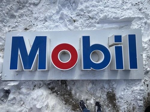 Mobil Block Letters Oil Gas Station Sign All-Original Vintage 3’ x 8’4’