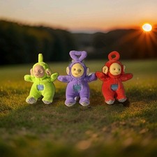 Vintage 1998 Teletubbies Plush Lot Po Tinky Winky Dipsy Burger King Beanbag Toys