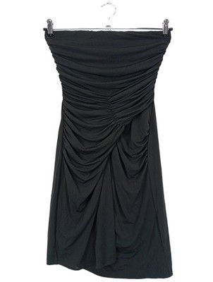 MANGO Bandeaukleid Damen Sommerkleid Elegant Schwarz Gr. 38