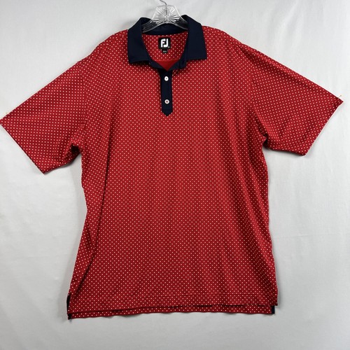 Footjoy Poloshirt Herren Größe XL rot weiß blau Sterne Golf Performance