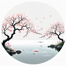 Minimalist Nature Art Delicate Sakura Blooms Canvas Wall Decor Picture
