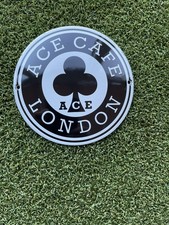 ACE CAFE LONDON ROUND ENAMEL  ON METAL SIGN