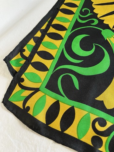 Vintage Silk Scarf with Bold Graphic Floral Design Oblong Shape Art Nouveau, $25 - Photo 4