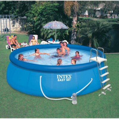 Intex 15' x 48'' Inflatable Easy Set Above Ground Swimming Pool w/ Ladder & Pump