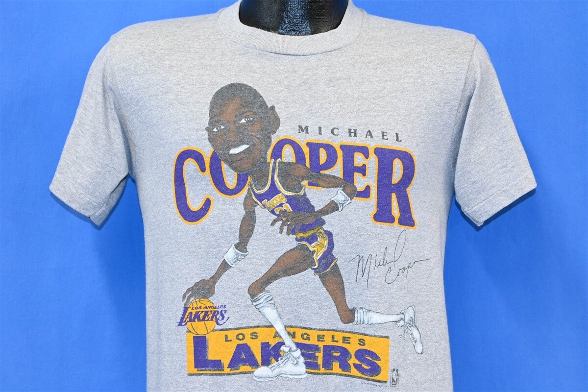 vtg 80s LOS ANGELES LAKERS MICHAEL COOPER CARICATURE NBA t-shirt
