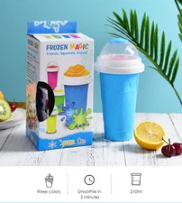 Slushie Maker Cup Quick-Frozen Smoothies Homemade Milkshake Bottle Blue New
