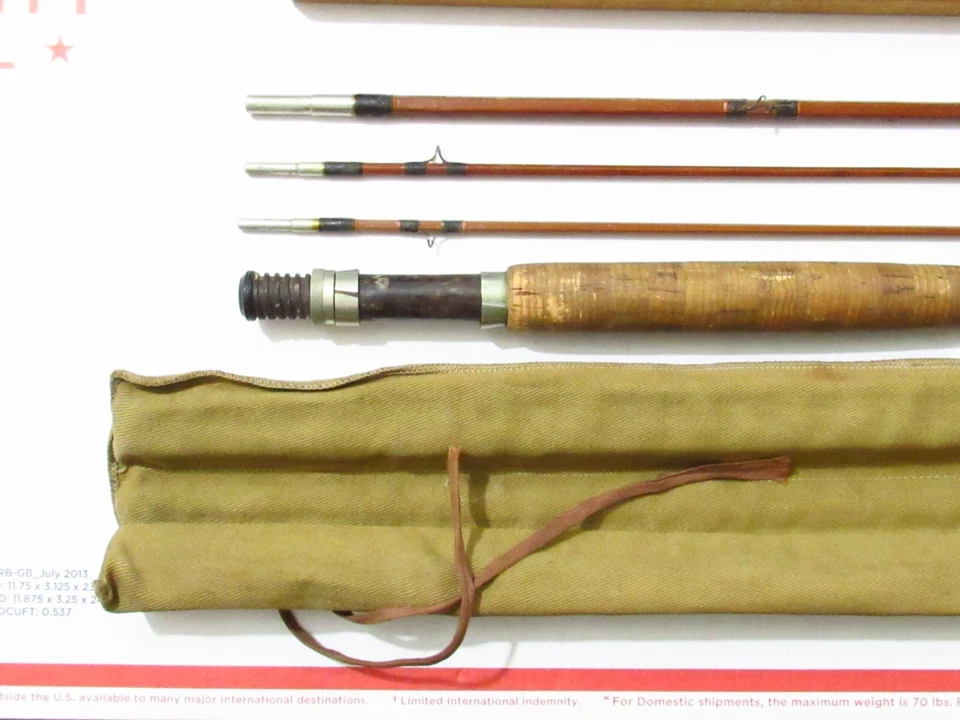 1930-е США ЛЮБИМАЯ БАМБУКОВАЯ НАХЛЫСТОВАЯ УДОЧКА ХЕДДОНА ПИТА 8 ФУТОВ 1/2 ФУТА ДЛЯ ВОССТАНОВЛЕНИЯ - Изображение 3 из 4