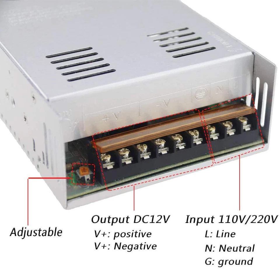 Alimentation 12V 30A 360W Transformateur 110V/220V AC Alimentation à Découpag... - Photo 2/4