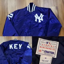 #22 Jimmy Key New York Yankees Starter Japan Jacket Satin Blue MLB Men M