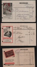 CRIMMITSCHAU, 3 x Rechnung 1933, Carl Dombrofski Leder-Handlung Continental Gumm