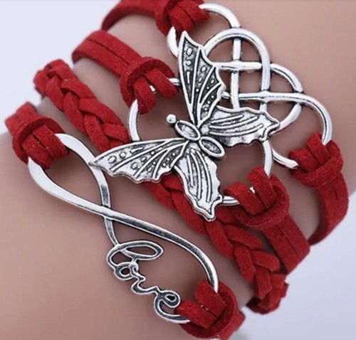 Leather Bracelet With Letter Love And Butterfly For Men And Women & 11 colours - Picture 10 of 23