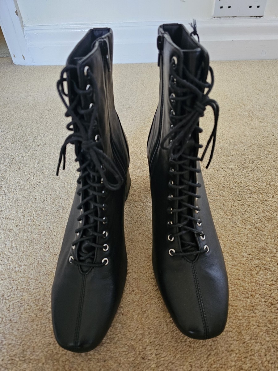 Block Heel Marks And Spencer Cream Lace Up Boots Marks